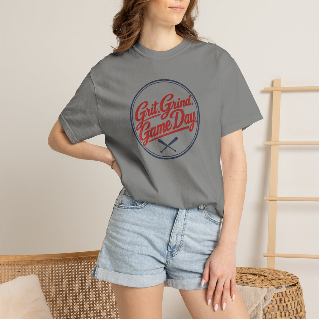 Adult Unisex  "Grit Grind Game Day" Comfort Colors Baseball Graphic Tee