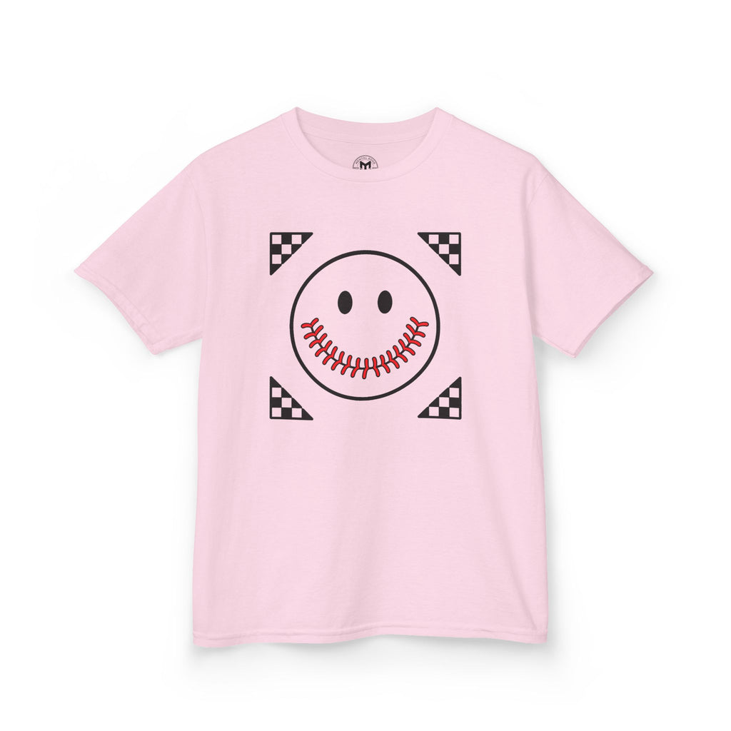 Kids T-Shirt — "Smily Baseball Seams Face" Baseball Tee