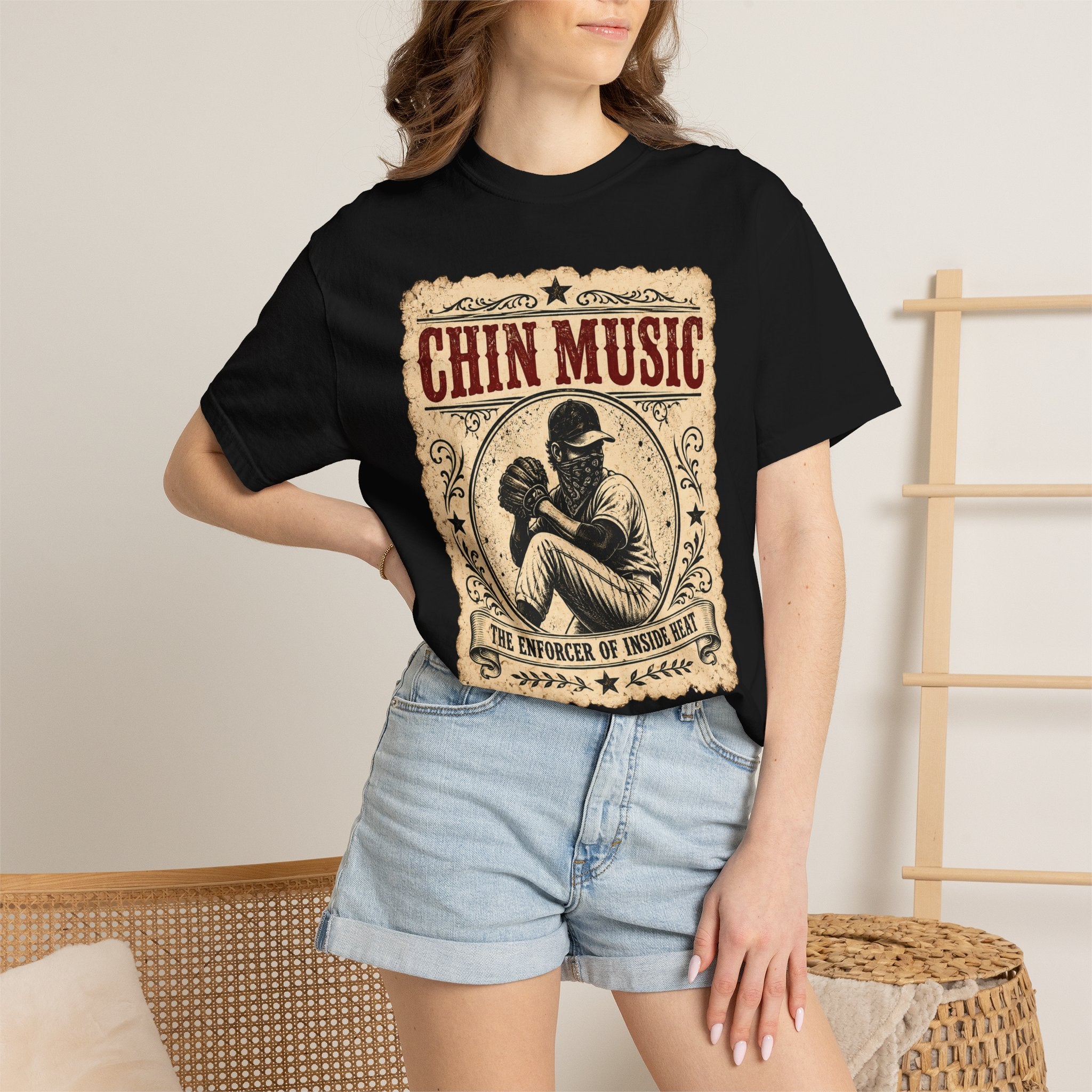 Adult Unisex "Chin Music Enforcer of Heat" Baseball Pitchers Comfort Colors Garment-Dyed T-shirt
