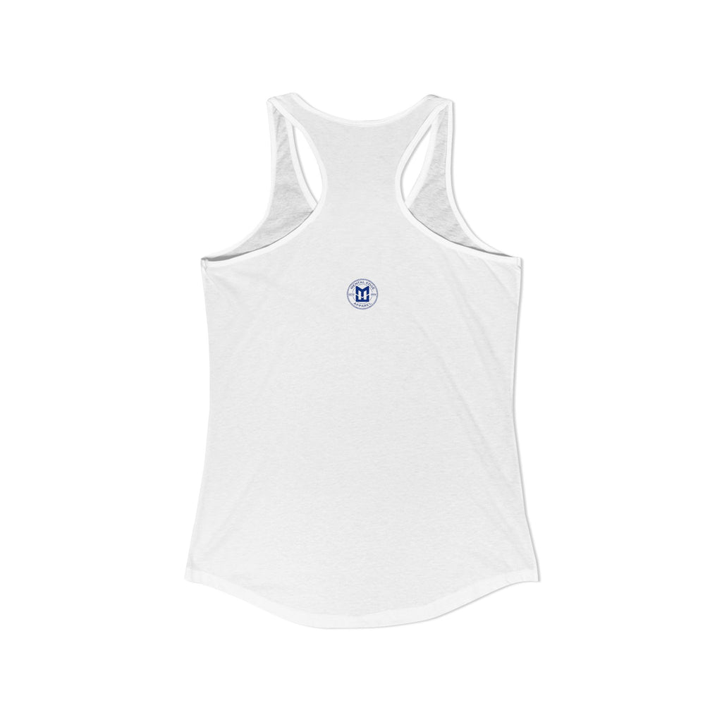 Relax He's 7 Baseball Mom Racerback Tank - Blue