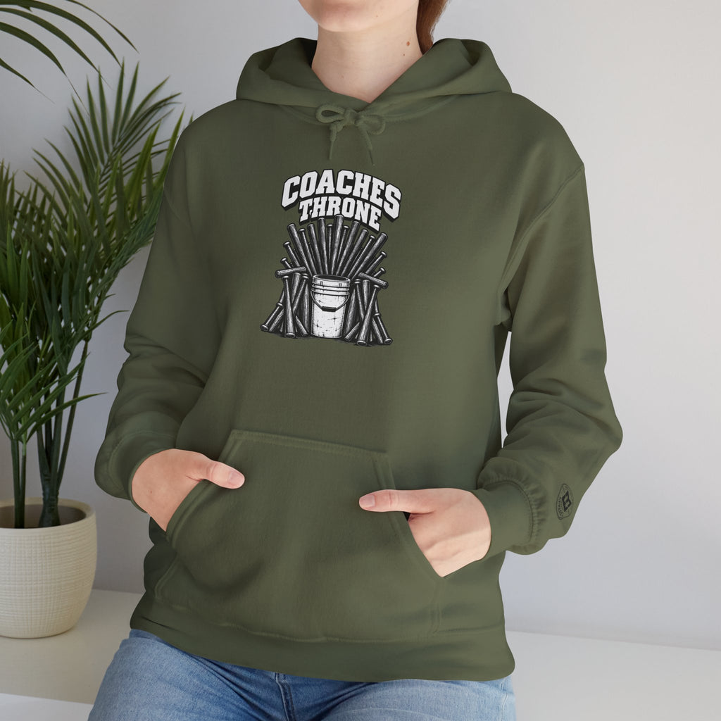 Coaches Throne Baseball Bucket Hoodie — Sports Coach Gift Pullover