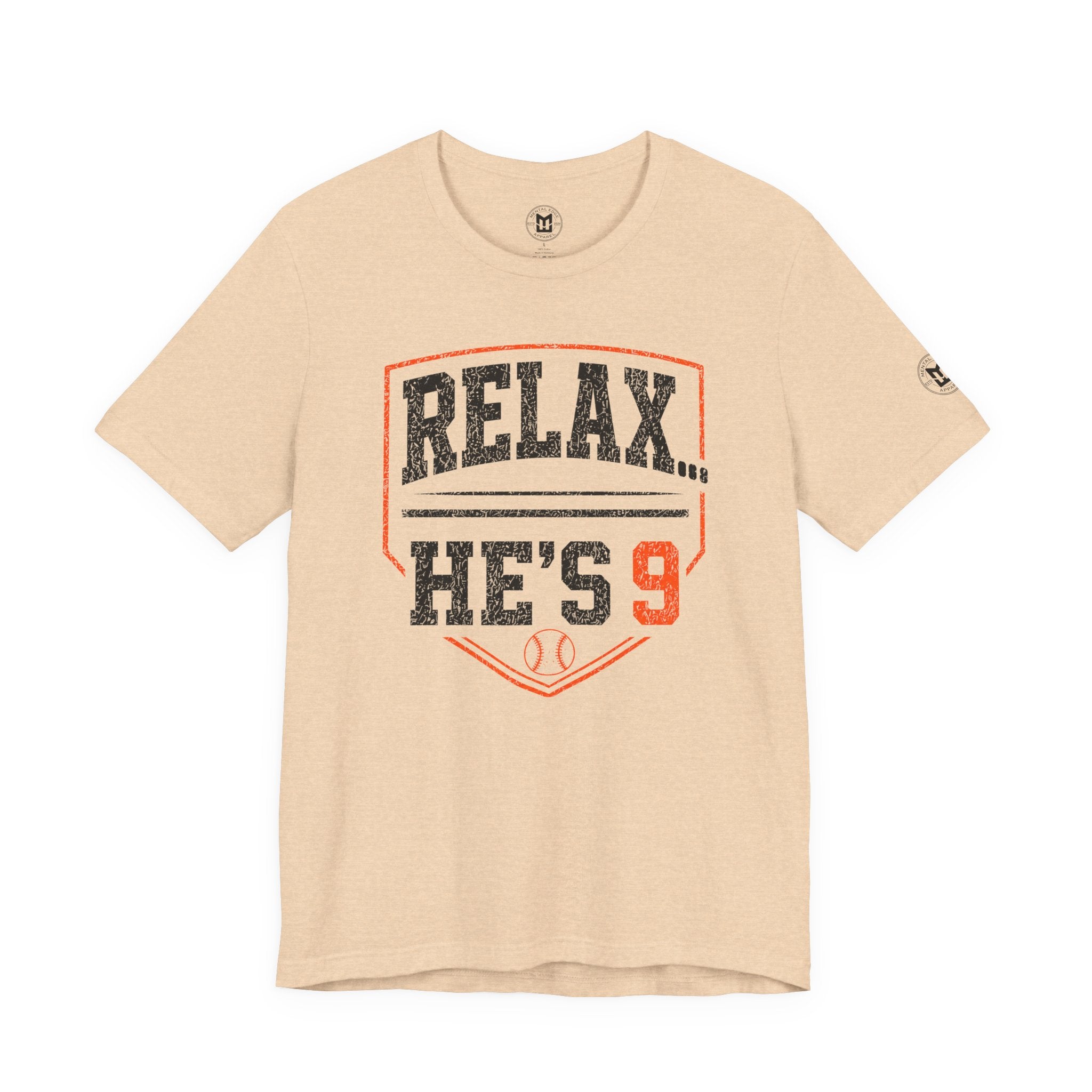 Relax… He's 9 Baseball Parent Tee _ Okstate Orange