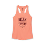 Relax He's 10 Baseball Moms Racerback Tank