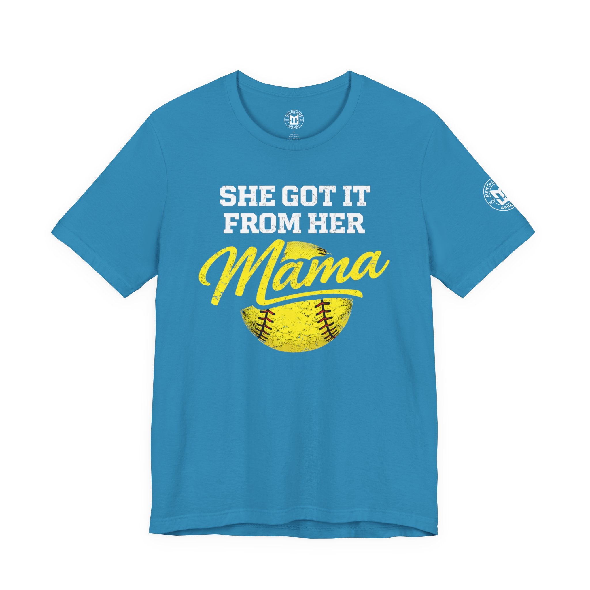 "She Got It From Her Mama" Women's Softball T‑Shirt