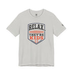Relax They're Kids Baseball Parent T-Shirt — Black Orange