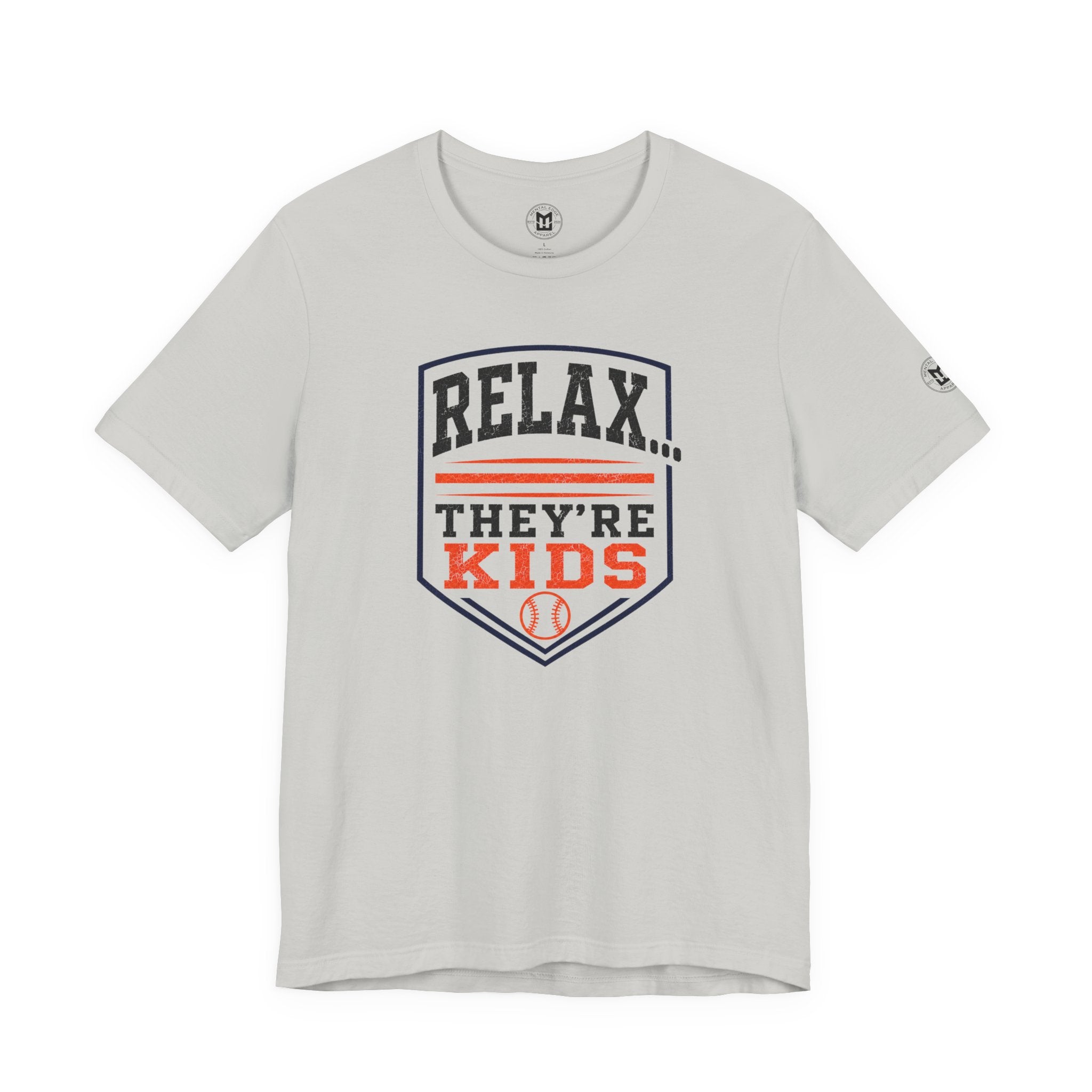 Relax They're Kids Baseball Parent T-Shirt — Black Orange