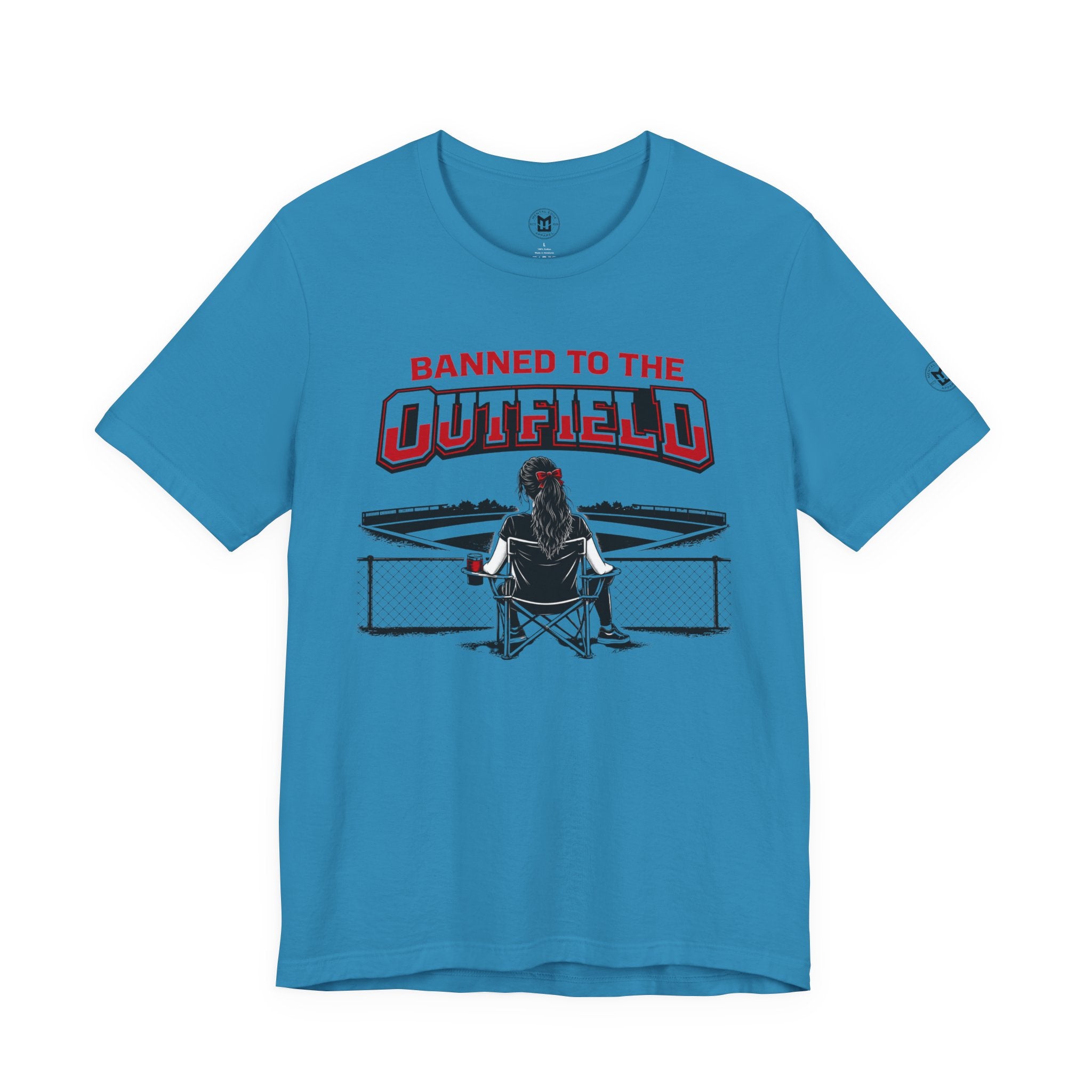Banned to the Outfield Womans Baseball Tee – Funny Coach/Player Sideline Shirt