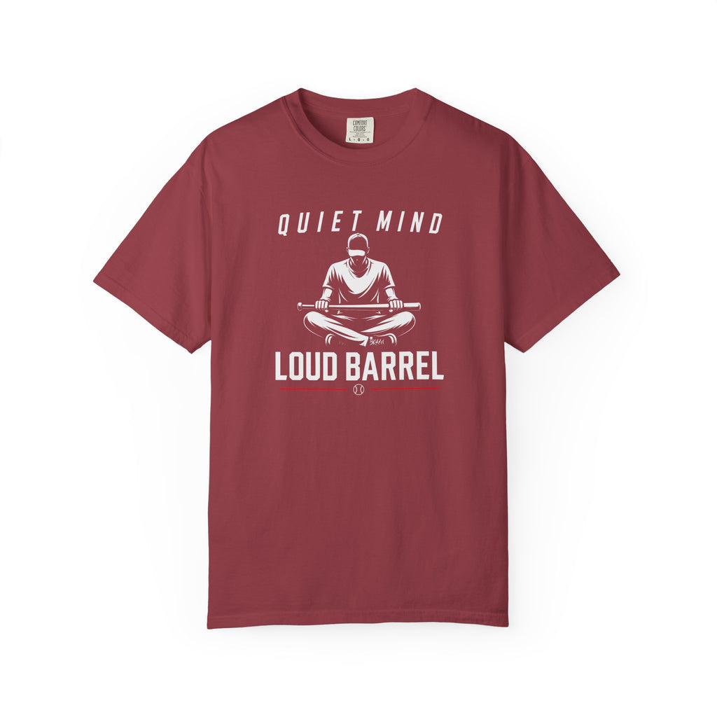 Quiet Mind Loud Barrel T-Shirt — Meditation Baseball Graphic Tee