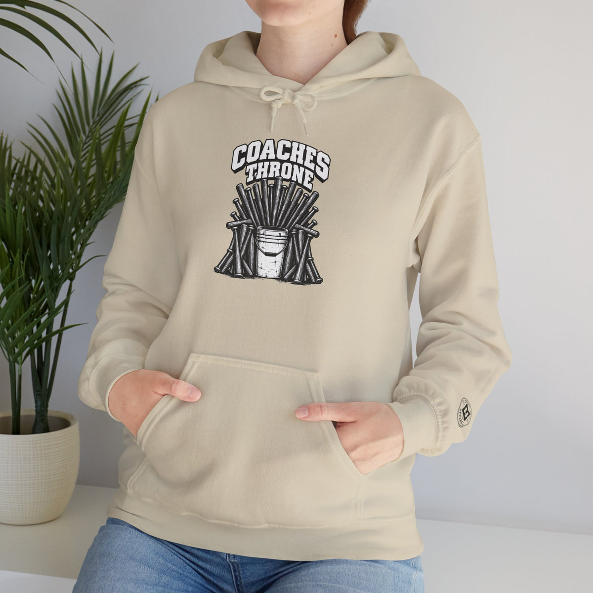 Coaches Throne Baseball Bucket Hoodie — Sports Coach Gift Pullover
