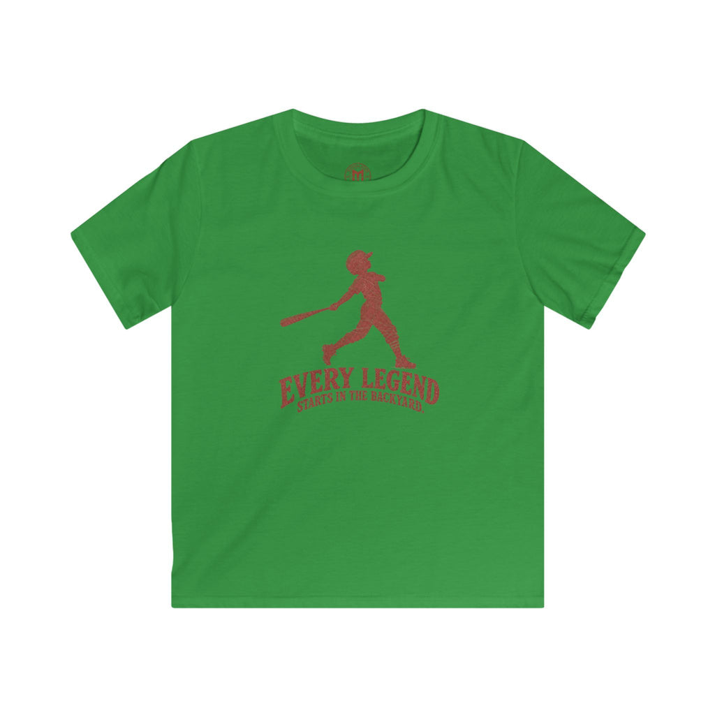 Kids Baseball Tee — "Every Legend Starts in the Backyard" Youth Baseball T‑Shirt