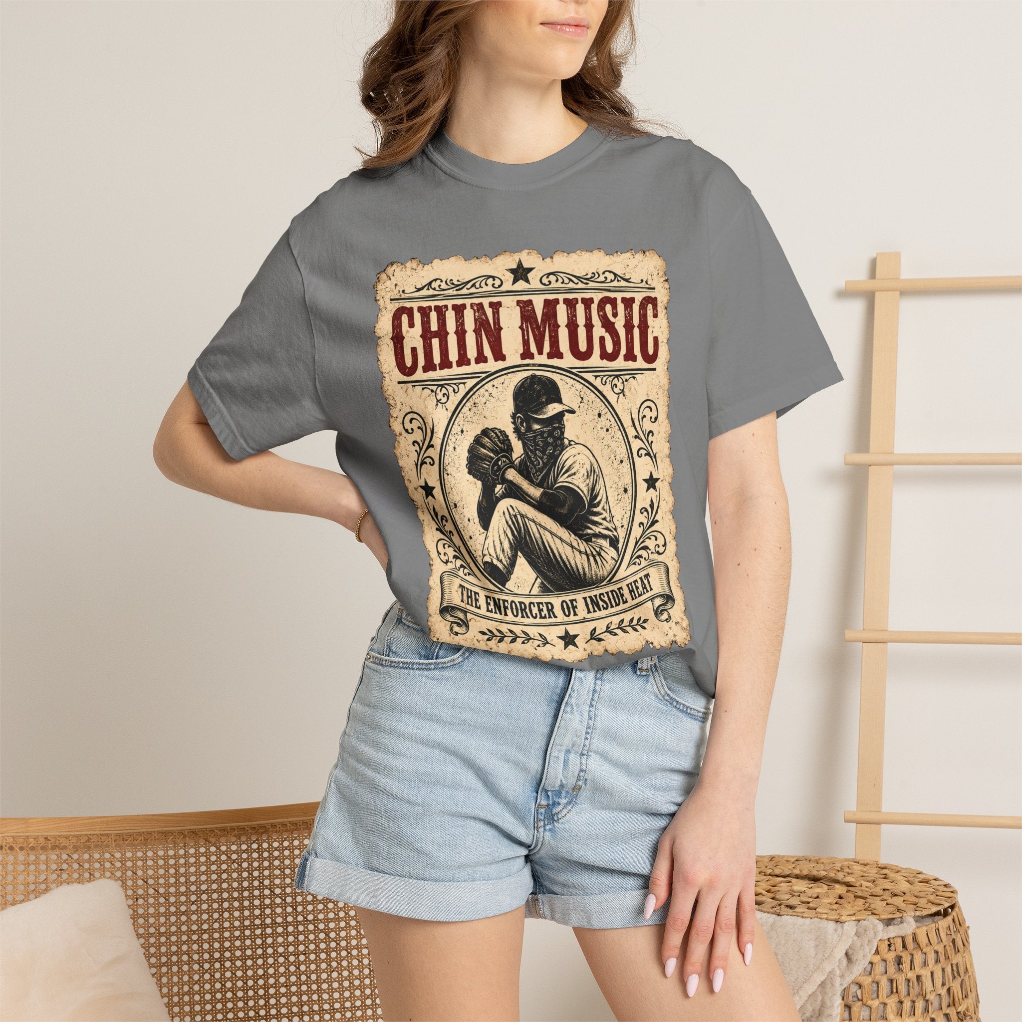 Adult Unisex "Chin Music Enforcer of Heat" Baseball Pitchers Comfort Colors Garment-Dyed T-shirt