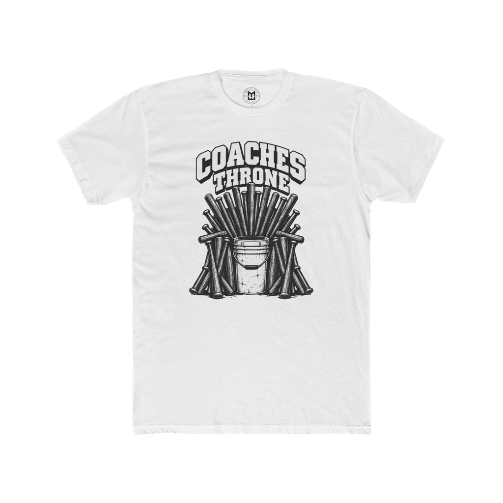 Coaches Throne Baseball Bucket T-Shirt — Funny Coach Gift Tee (Bucket & Whistle Graphic)