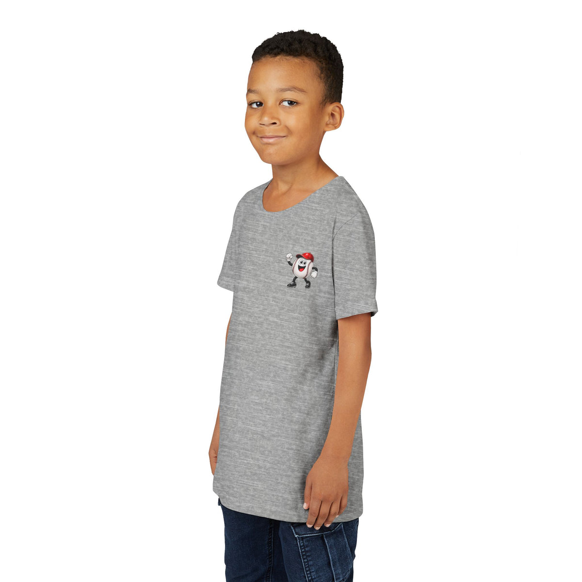 Heater "Bring The Heat" Youth Tee — Two-sided Cute Baseball Mascot Kids Shirt