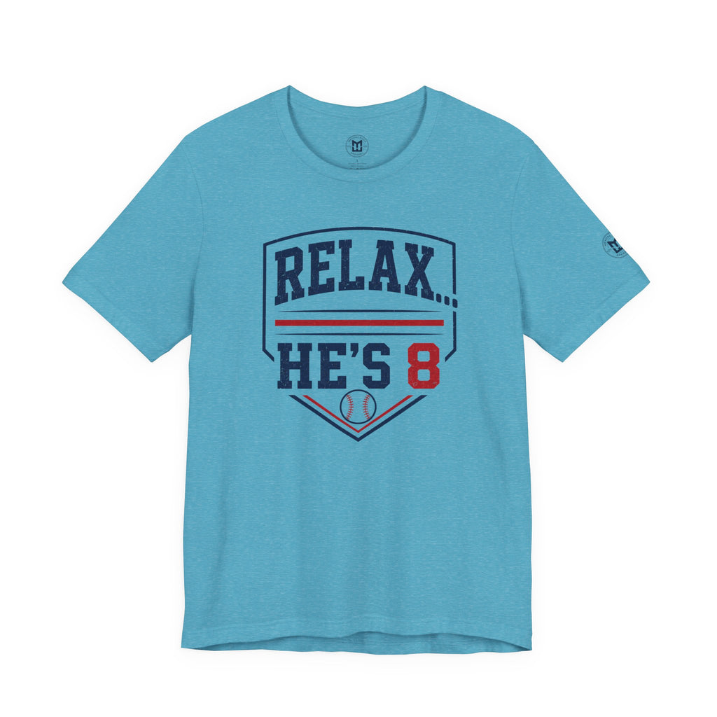 Relax...He's 8 Parents Baseball T-Shirt - Navy Red
