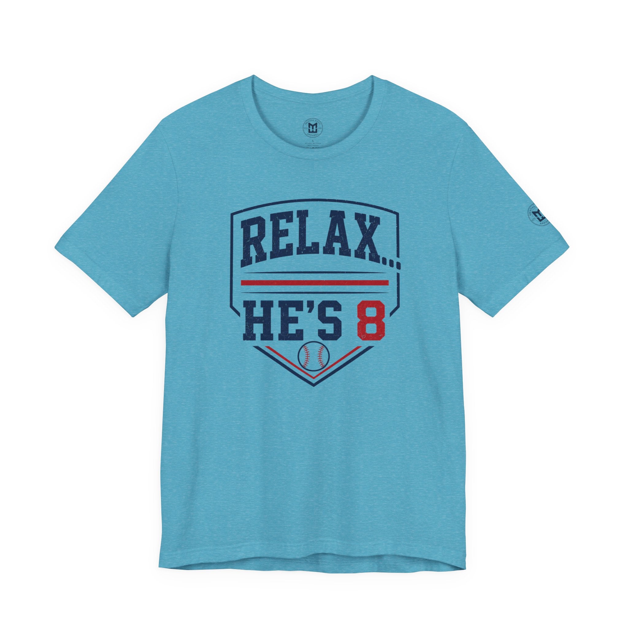Relax...He's 8 Parents Baseball T-Shirt - Navy Red