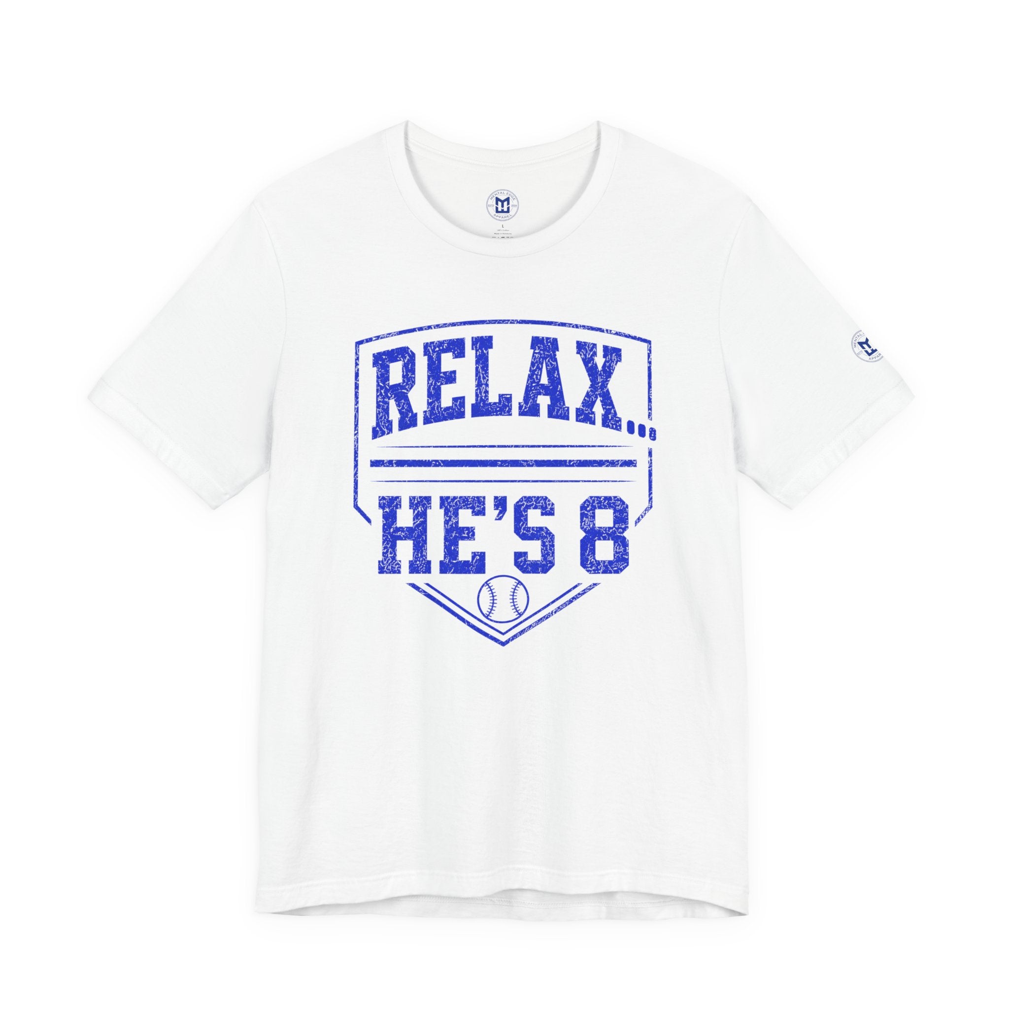 Relax... He's 8 Baseball Parent T-Shirt - Royal Blue