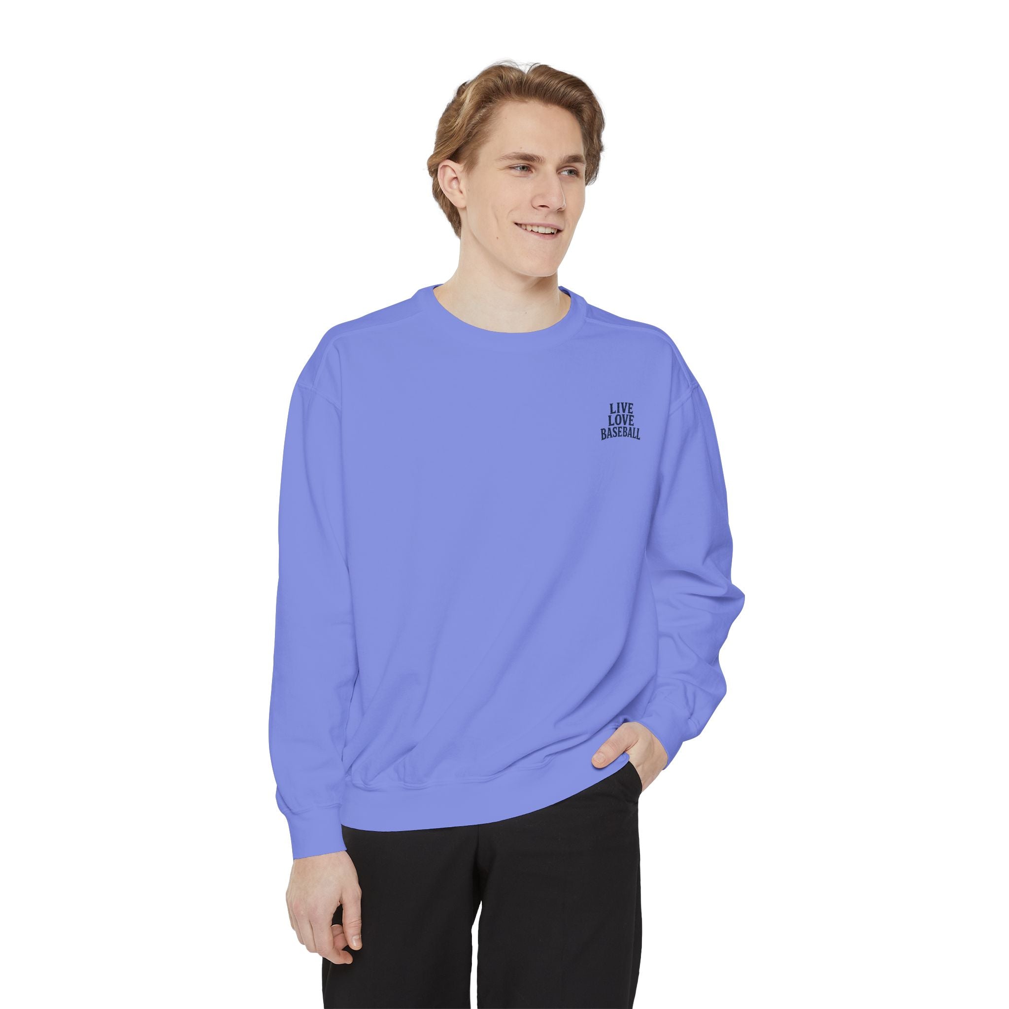 Baseball Sweatshirt — "Live Love Baseball" Vintage Sunset Crewneck Unisex