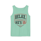 Relax He's 15 Baseball Parent Tank Top — Youth Sports Mom Gift