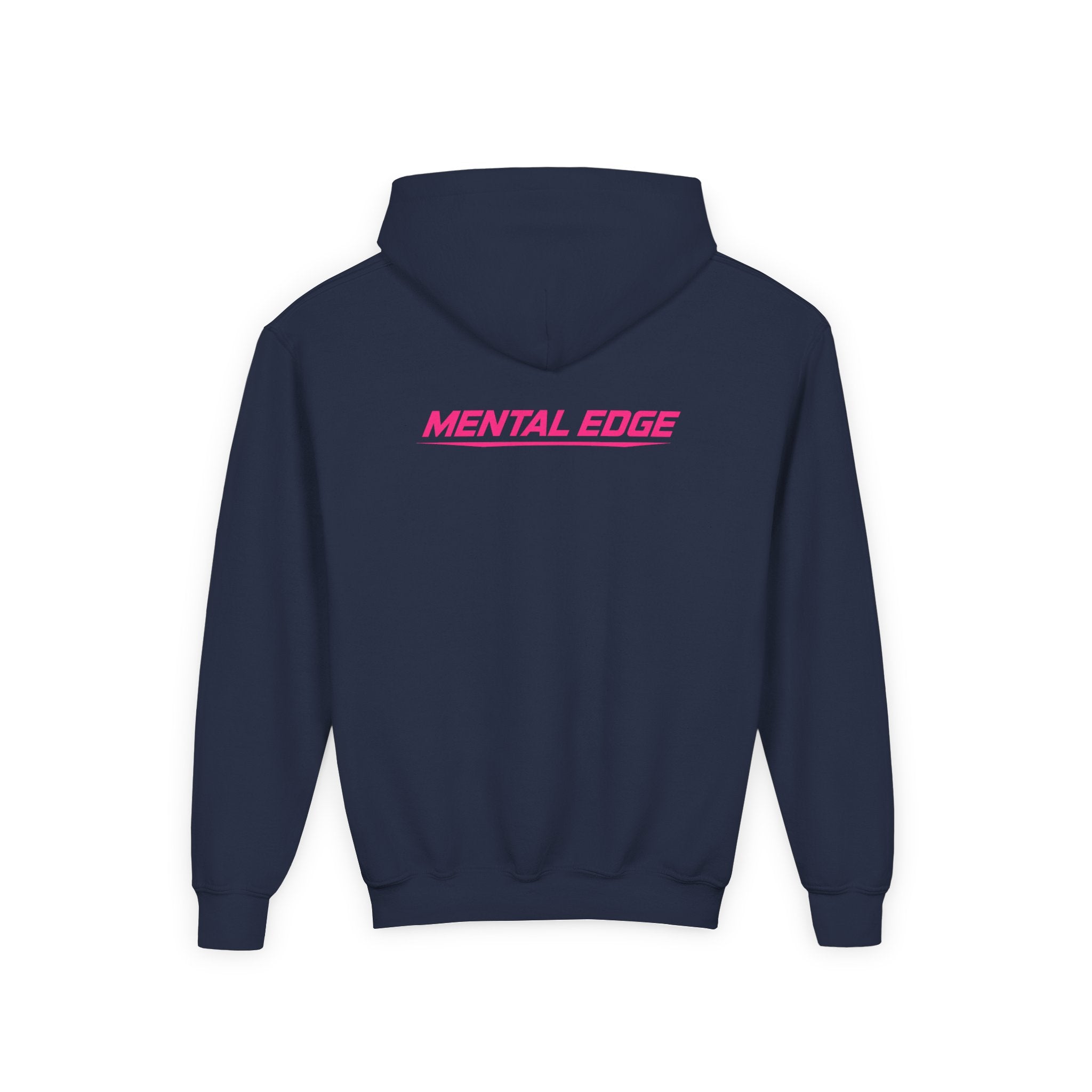 Youth Hoodie – 'ME' Pink Shield Front & "Mental Edge" Back Athletic Logo