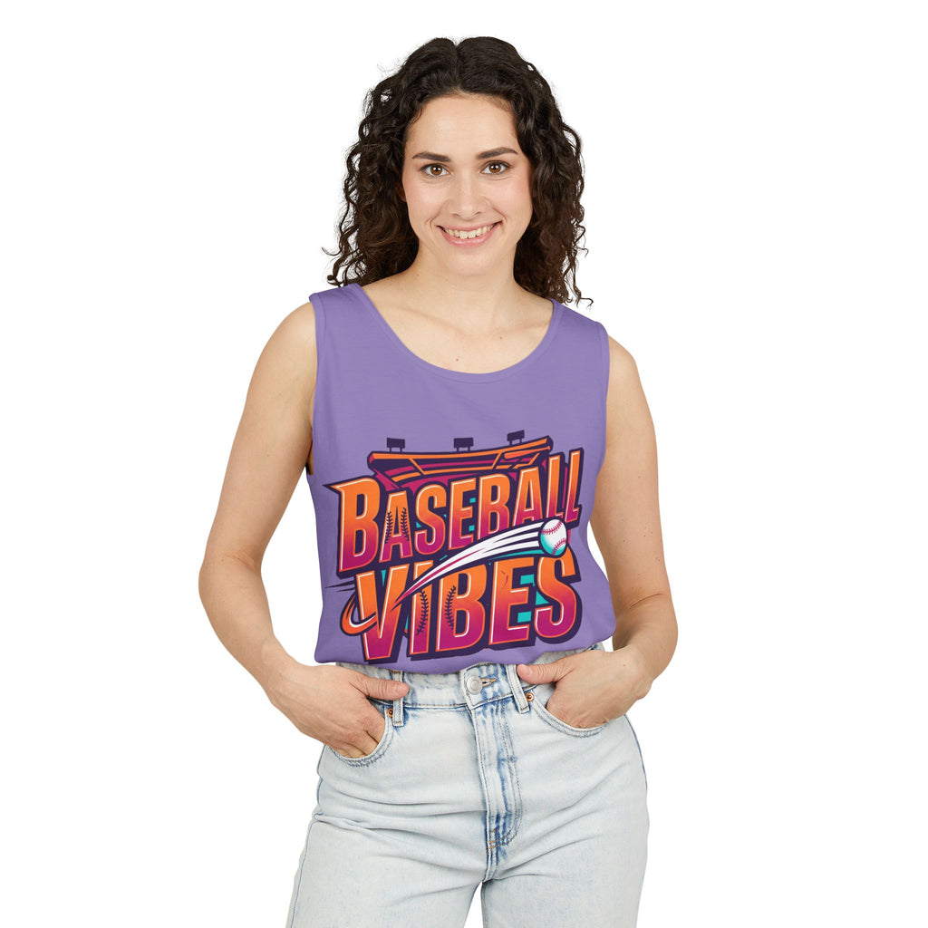Baseball Vibes Tank Top — Retro Stadium Graphic Baseball Tee