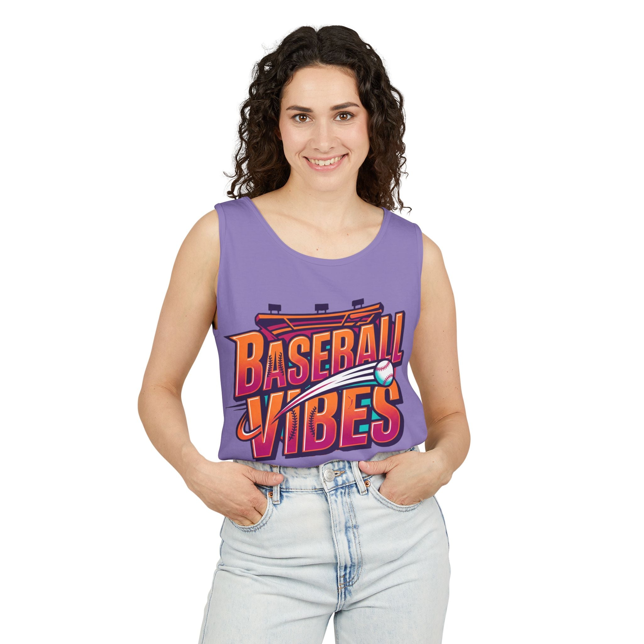 Baseball Vibes Tank Top — Retro Stadium Graphic Baseball Tee