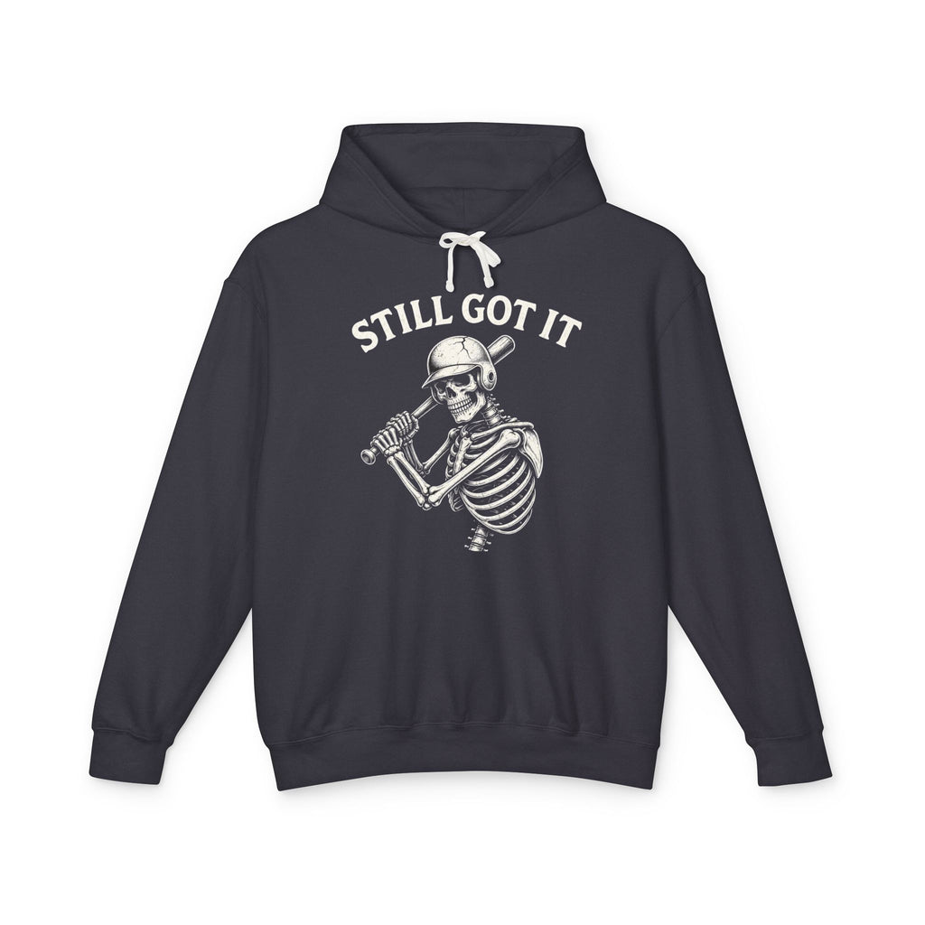 Still Got It Hoodie — Retro Skeleton Baseball Pullover