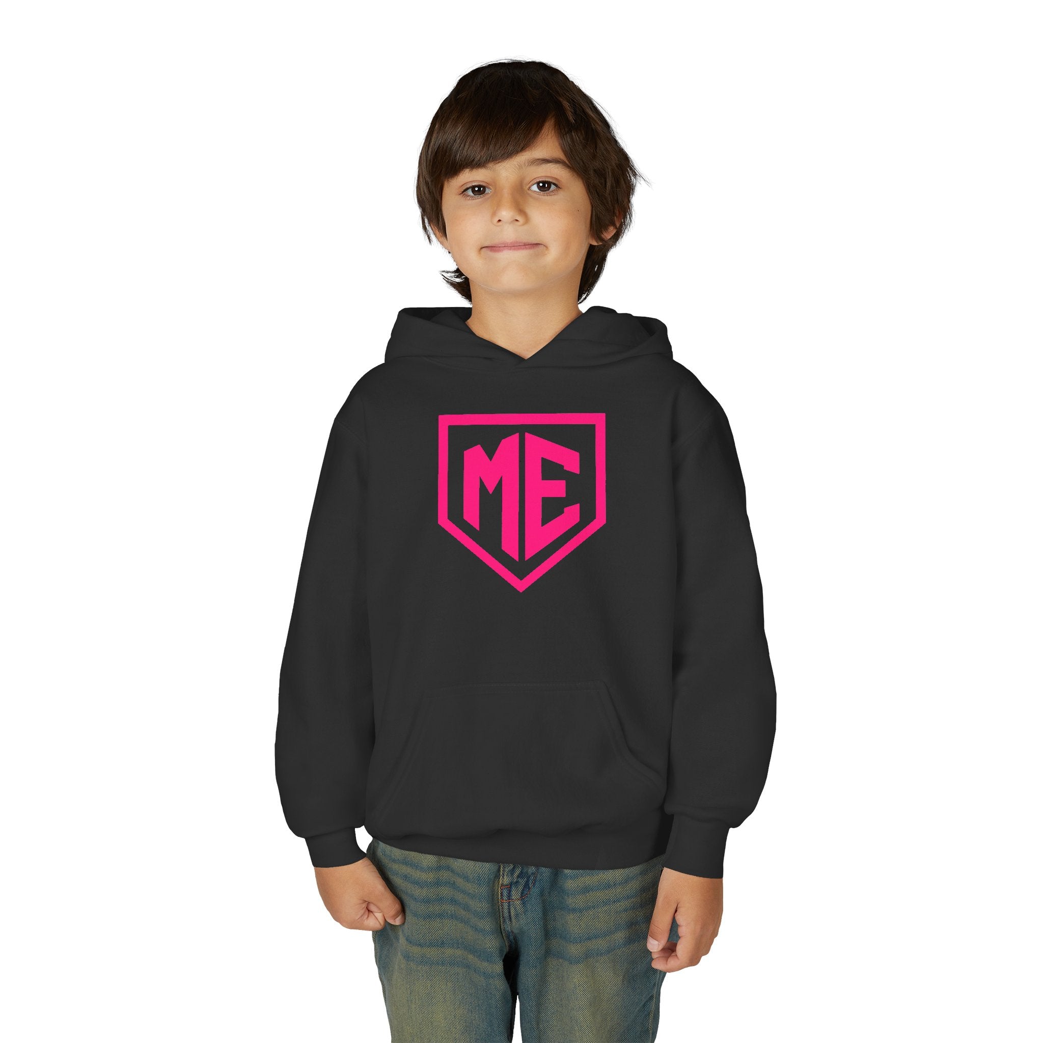 Youth Hoodie – 'ME' Pink Shield Front & "Mental Edge" Back Athletic Logo