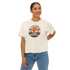 Live Love Baseball Women's Boxy Tee – Retro Sunset Palm Baseball Shirt