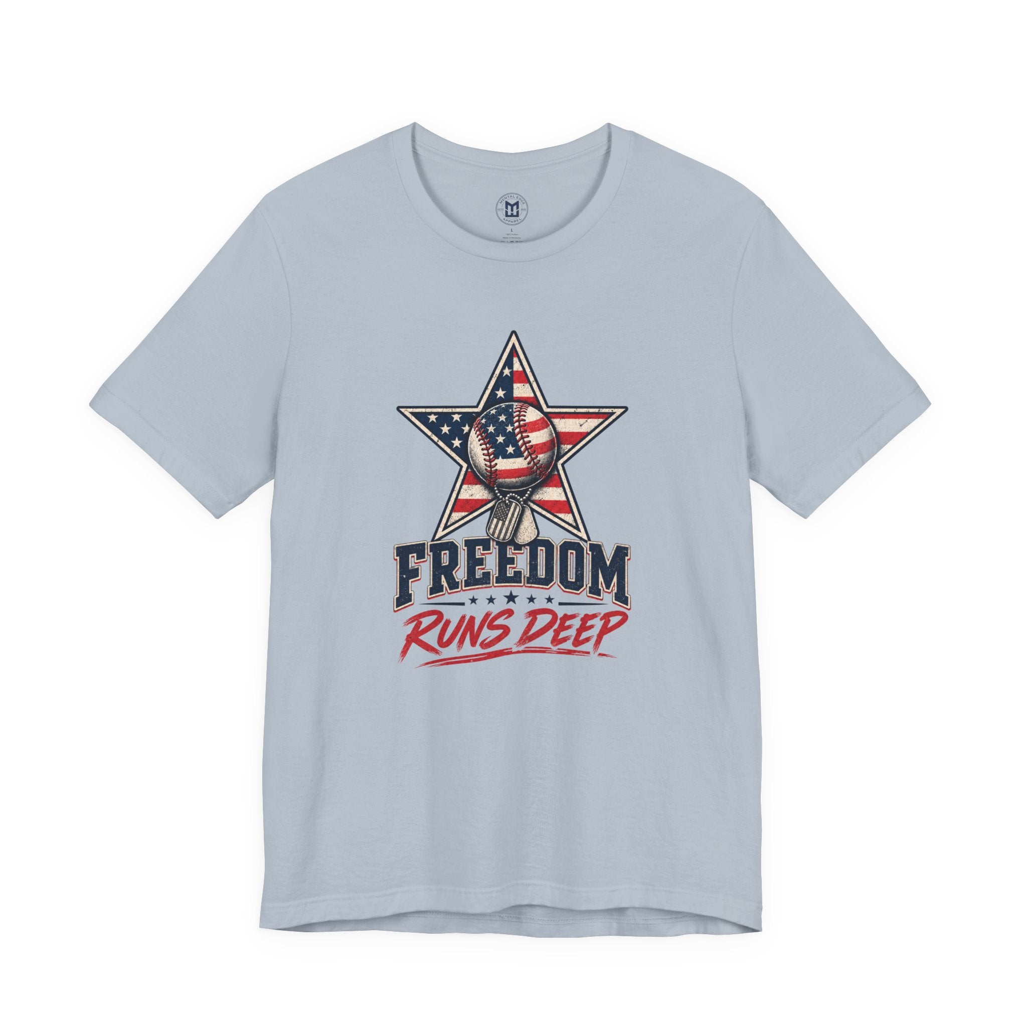Freedom Runs Deep T-Shirt — American Flag Star Patriotic Tee