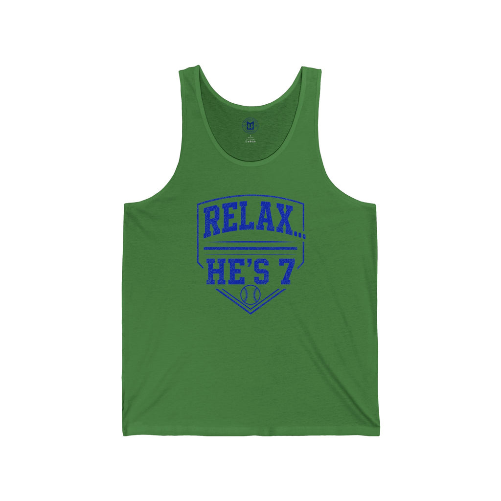 Relax… He's 7 Baeball Parent Tank Top – Blue