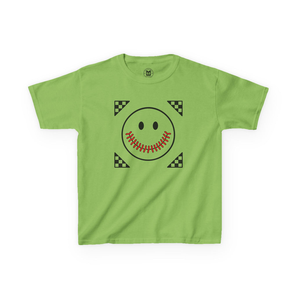 Kids T-Shirt — "Smily Baseball Seams Face" Baseball Tee