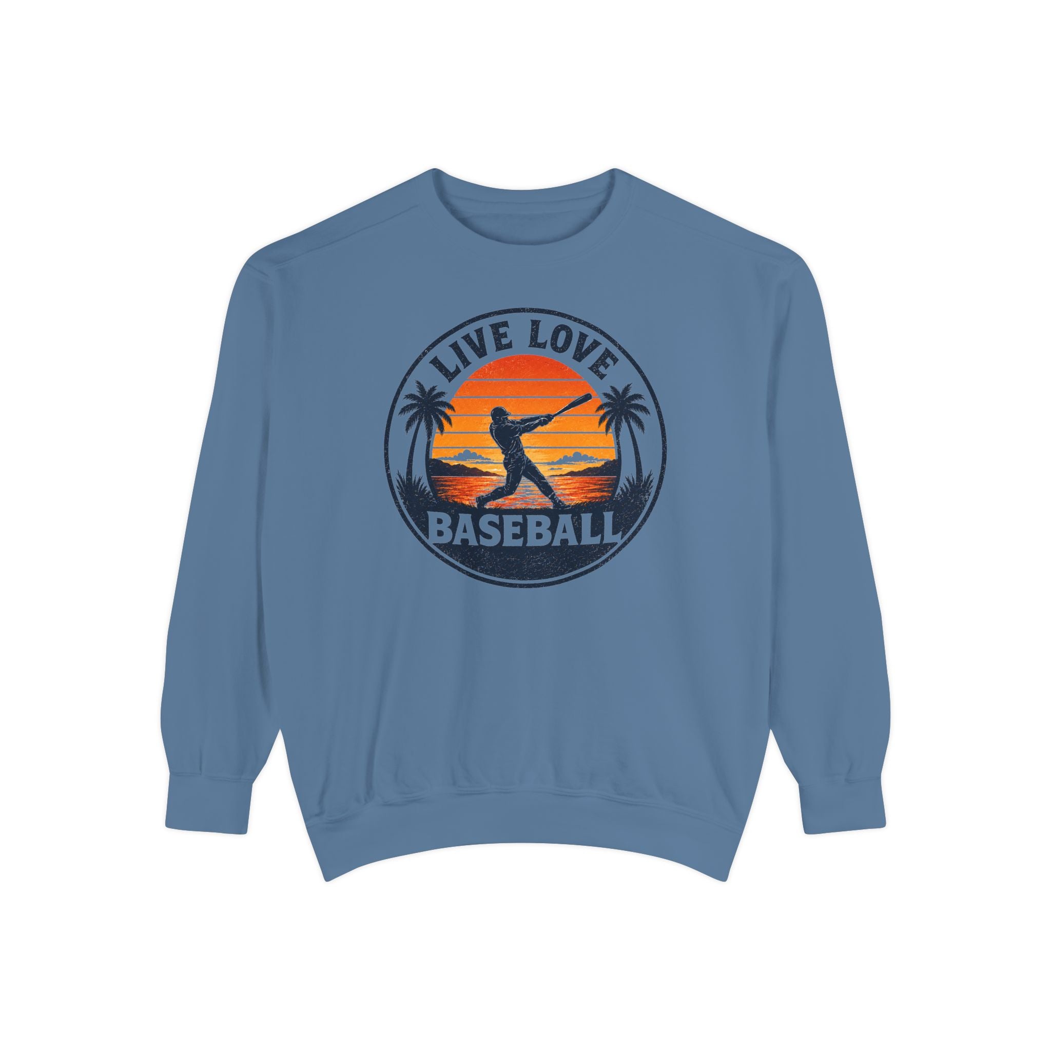 Baseball Unisex Sweatshirt - "Live Love Baseball" Vintage Sunset Crewneck