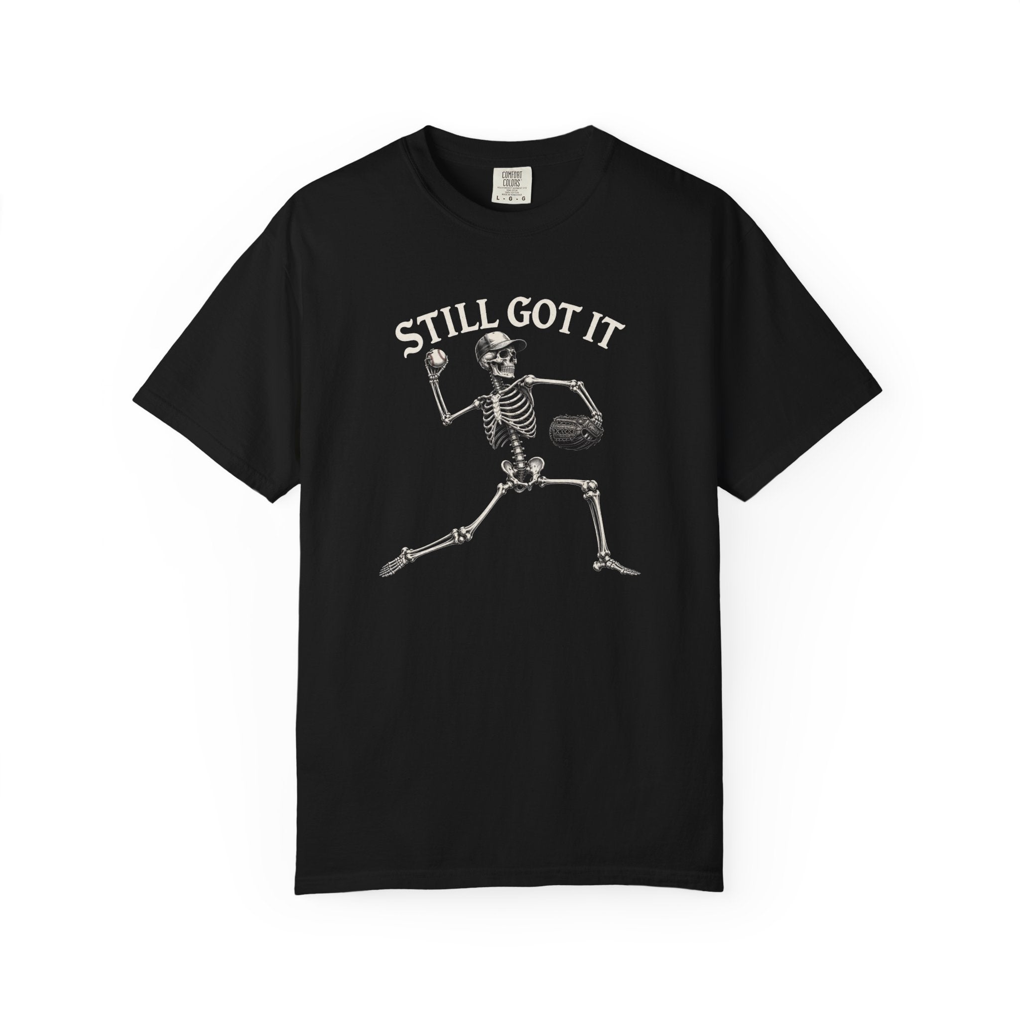 Still Got It Pitchers Skeleton T-Shirt — Vintage Garment-Dyed Retro Tee