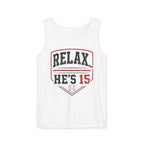 Relax He's 15 Baseball Parent Tank Top — Youth Sports Mom Gift