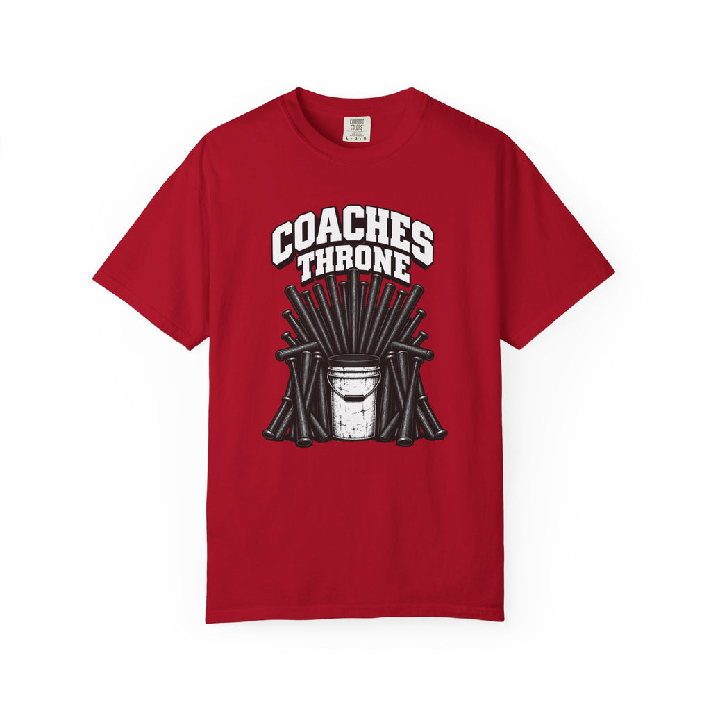 Coaches Throne Bucket Black Bat T-Shirt — Unisex Baseball/Softball Coach Gift