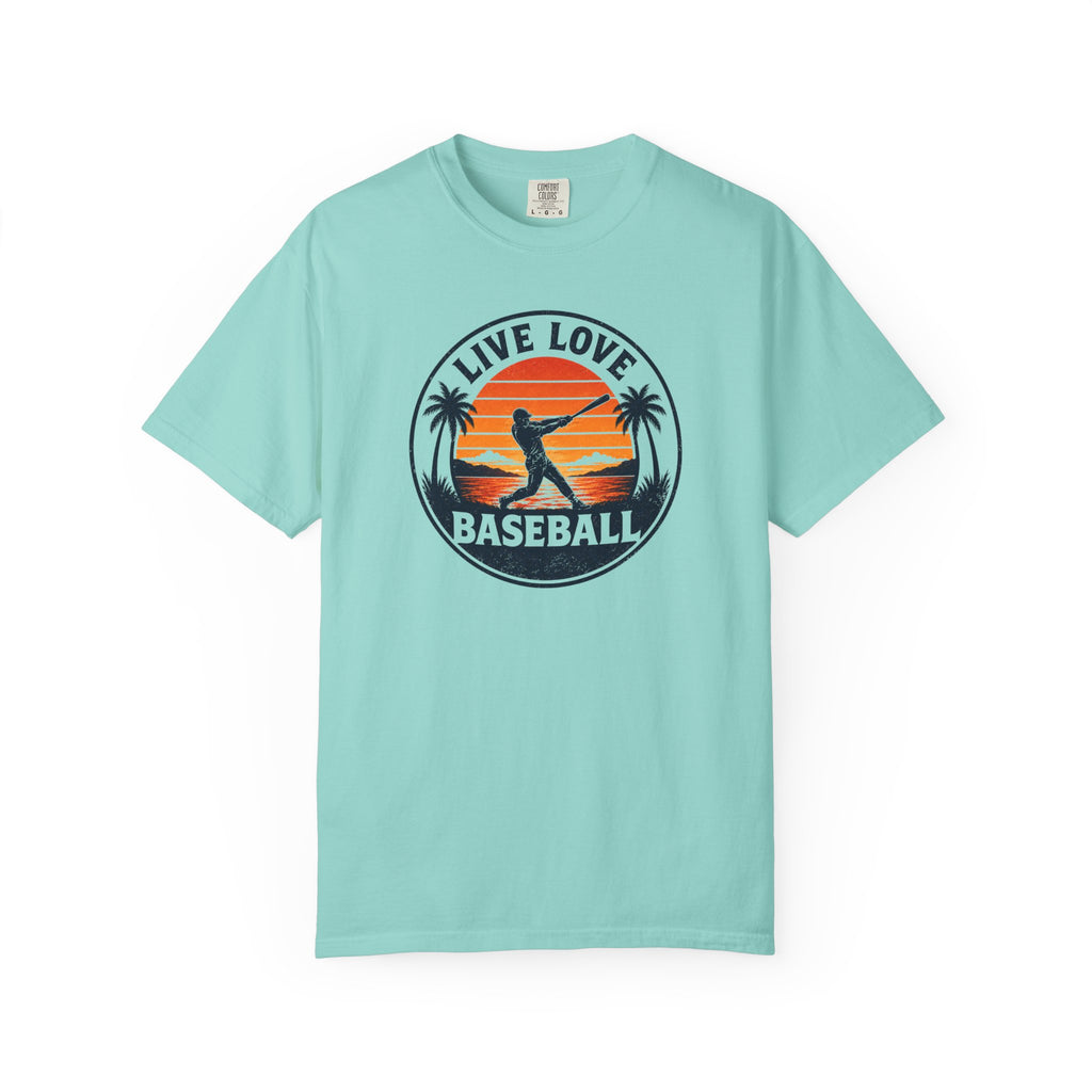 Live Love Baseball T-Shirt — Vintage Sunset Baseball Tee