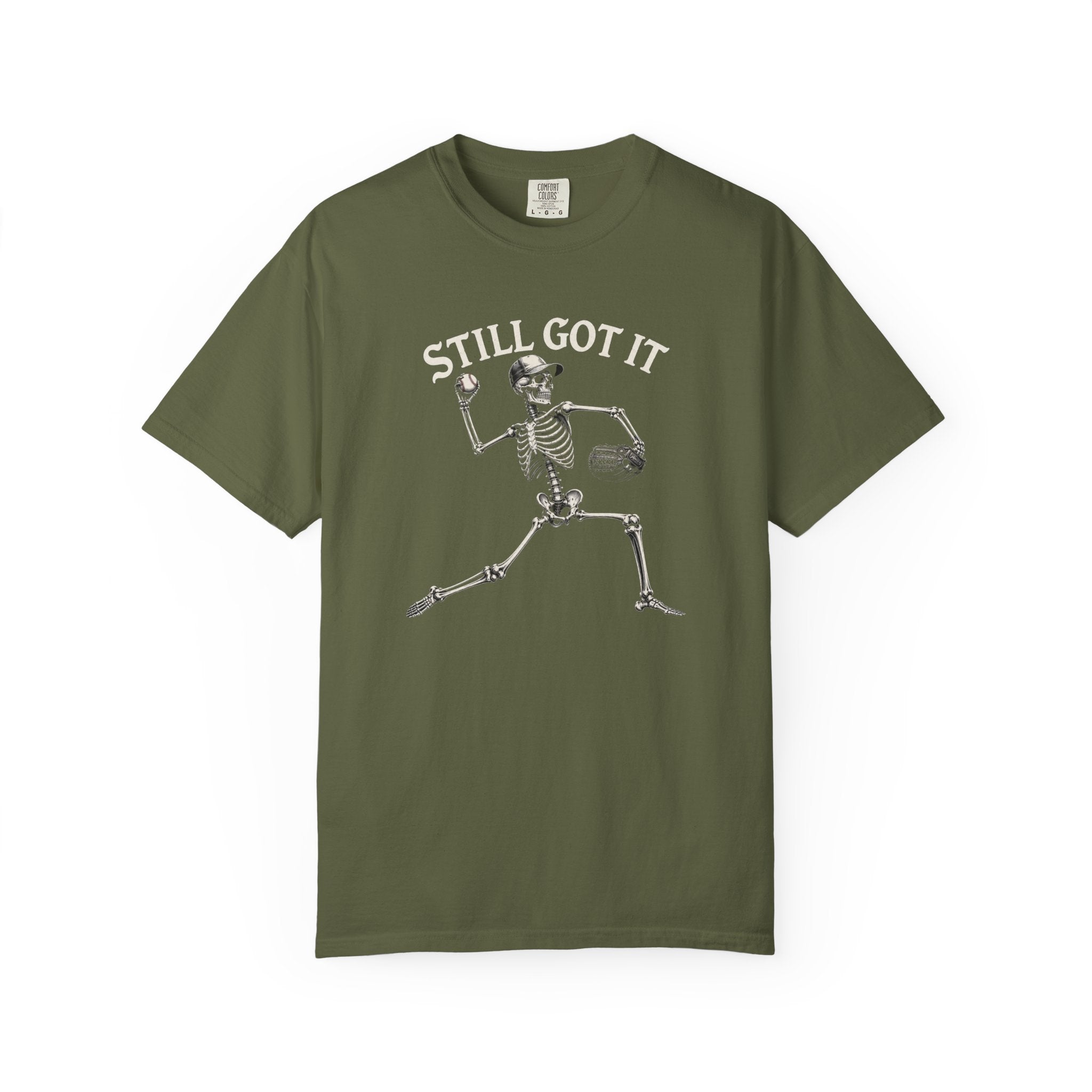 Still Got It Pitchers Skeleton T-Shirt — Vintage Garment-Dyed Retro Tee