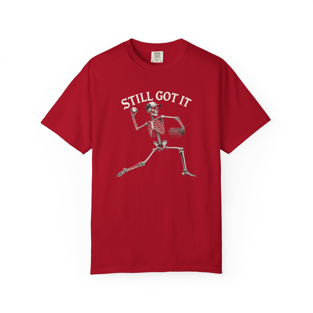Still Got It Pitchers Skeleton T-Shirt — Vintage Garment-Dyed Retro Tee