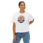 Live Love Baseball Women's Boxy Tee – Retro Sunset Palm Baseball Shirt