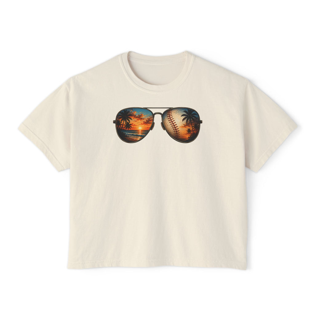 Sunglasses Sunset Baseball Women's Boxy Tee