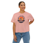 Live Love Baseball Women's Boxy Tee – Retro Sunset Palm Baseball Shirt