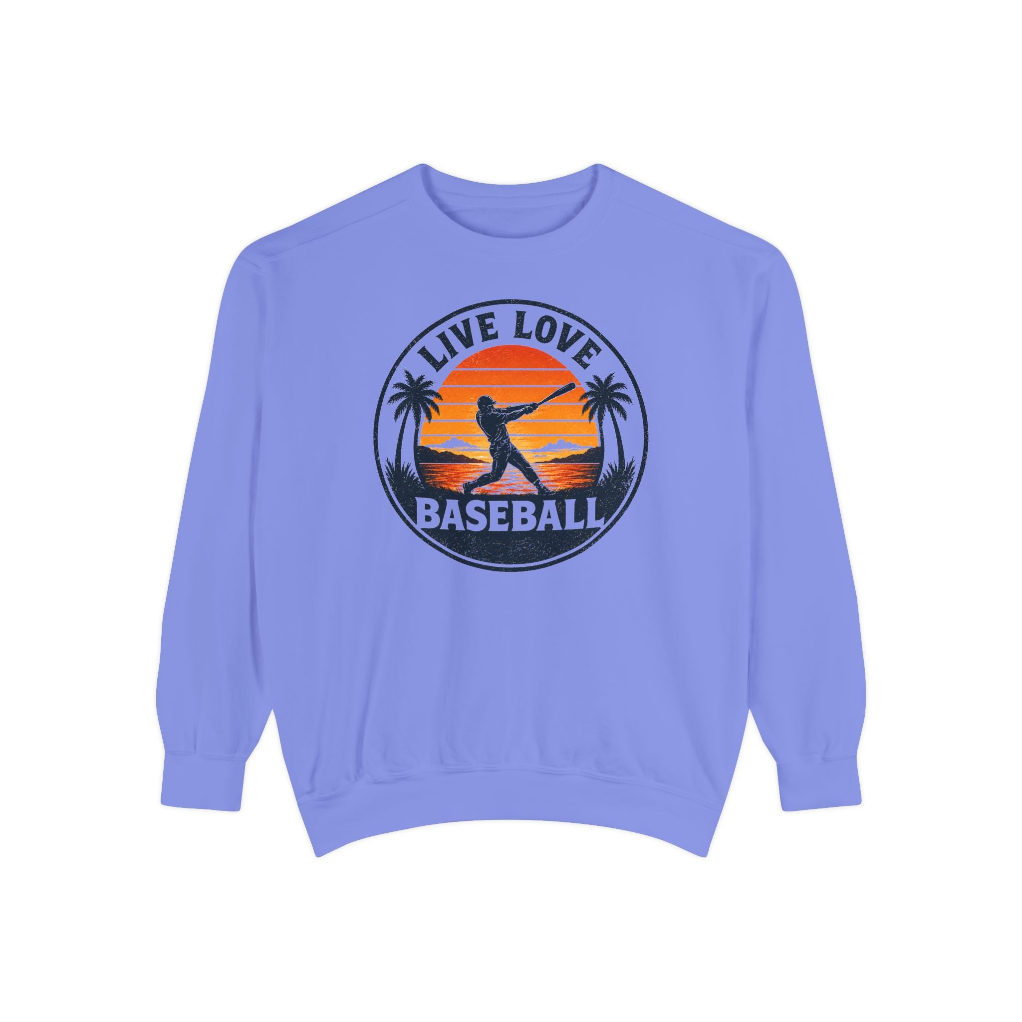 Baseball Unisex Sweatshirt - "Live Love Baseball" Vintage Sunset Crewneck
