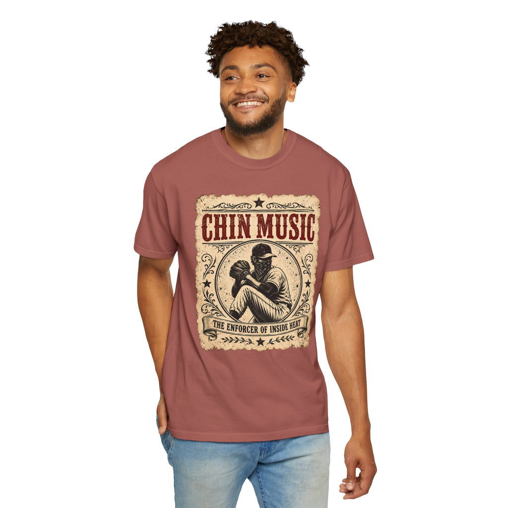 Adult Unisex "Chin Music Enforcer of Heat" Baseball Pitchers Comfort Colors Garment-Dyed T-shirt