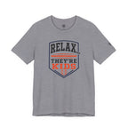 Relax They're Kids Baseball Parent T-Shirt — Black Orange