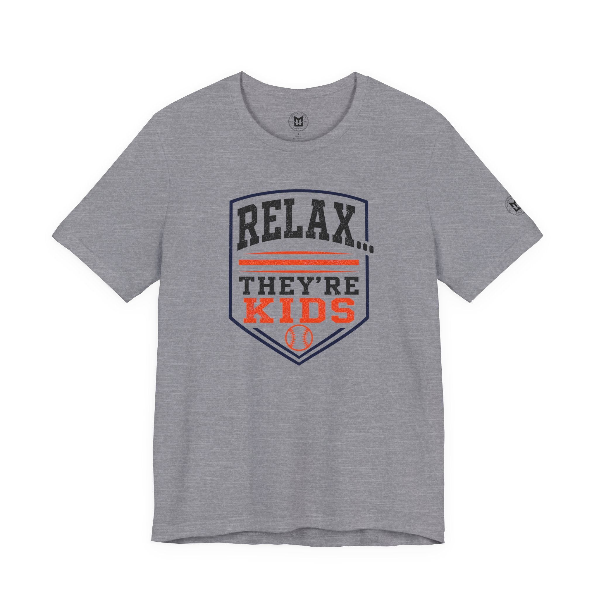 Relax They're Kids Baseball Parent T-Shirt — Black Orange