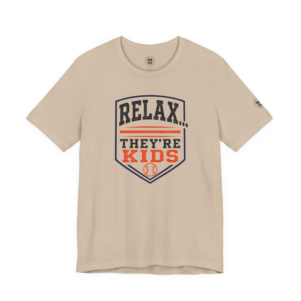 Relax They're Kids Baseball Parent T-Shirt — Black Orange