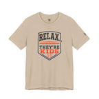 Relax They're Kids Baseball Parent T-Shirt — Black Orange