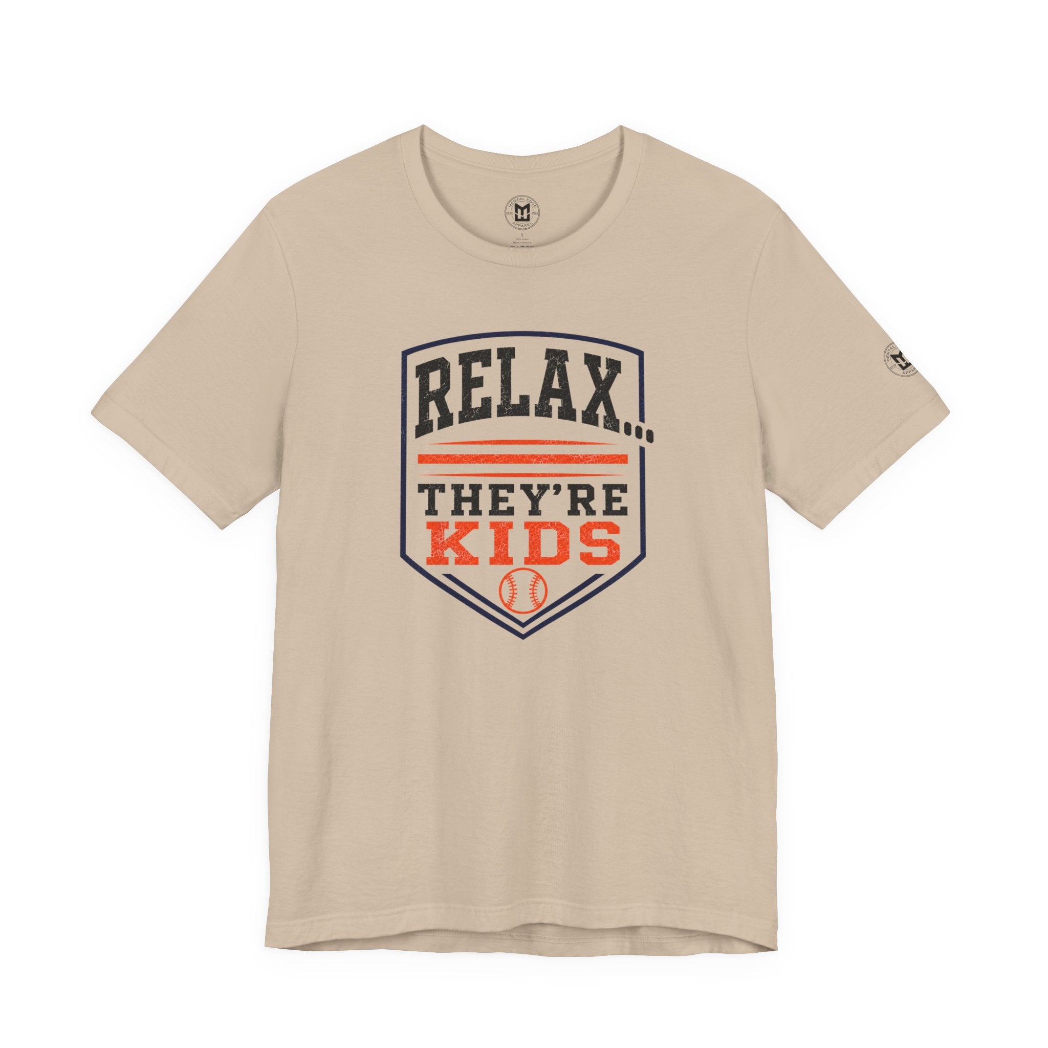 Relax They're Kids Baseball Parent T-Shirt — Black Orange