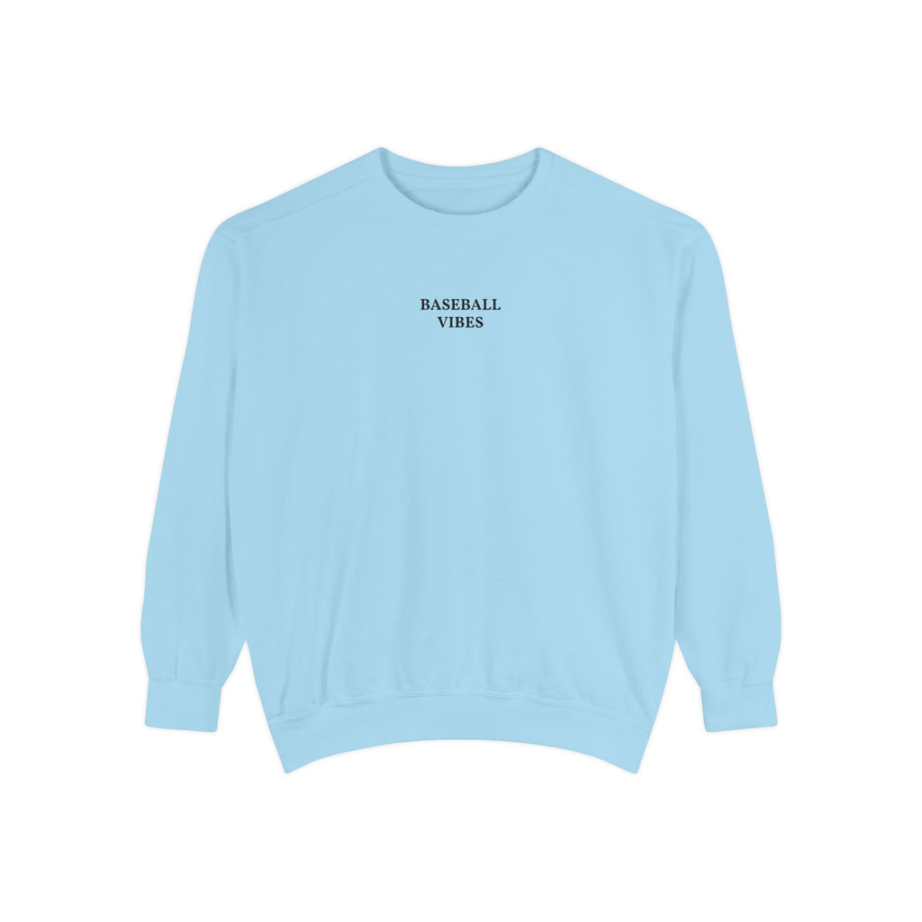 Baseball Vibes Sweatshirt — Minimalist White Crewneck