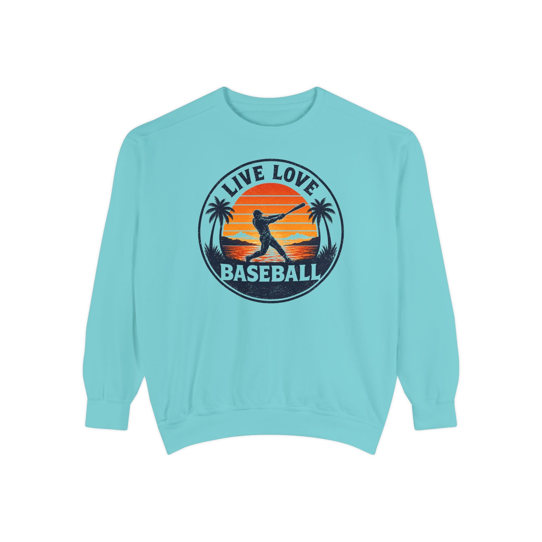 Baseball Unisex Sweatshirt - "Live Love Baseball" Vintage Sunset Crewneck